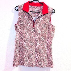 Tail Sports Top Size Medium,Redand White, Zipper On The Front, Sleeveless.